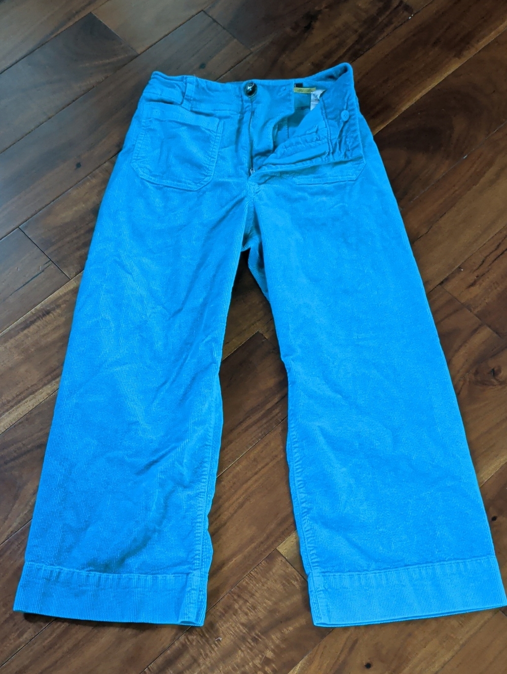 Anthropologie Mauve The Collette Bright Blue Corduroy Wide-Leg Cropped Pants